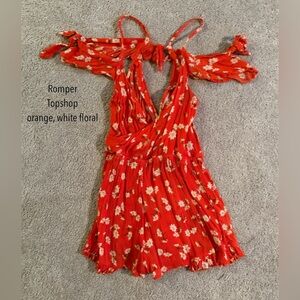 Topshop Off-the-Shoulder Floral Romper